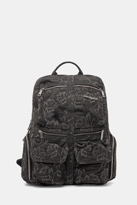 Desigual plecak WHISKEY EMBROIDERY 0 damski kolor szary duży z aplikacją 25WAKD07 - zdjęcie produktu nr 1
