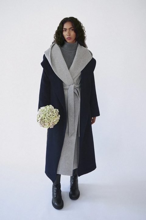 Answear.LAB płaszcz wełniany kolor granatowy - zdjęcie produktu nr 1