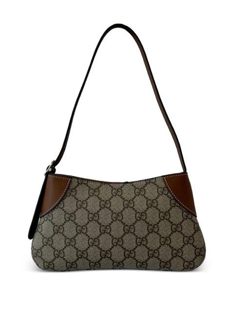 Gucci small GG Emblem monogram leather shoulder bag - Brown - zdjęcie produktu nr 1