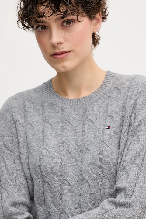 Tommy Hilfiger sweter wełniany damski kolor szary lekki WW0WW43586 - zdjęcie produktu nr 2