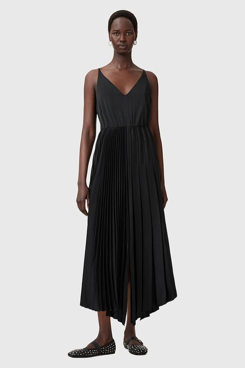 AllSaints sukienka i t-shirt JAX kolor czarny maxi rozkloszowana W326DB - zdjęcie produktu nr 2