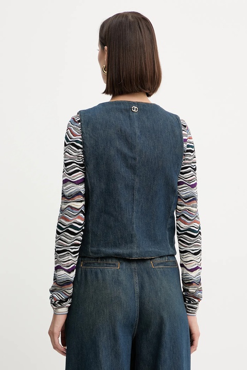 Twinset kamizelka jeansowa kolor granatowy jednorzędowa 252TP2561 - zdjęcie produktu nr 2