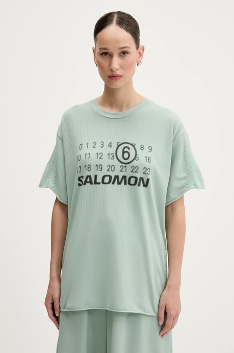 MM6 Maison Margiela x Salomon t-shirt damski kolor turkusowy S52GC0345 - zdjęcie produktu nr 1