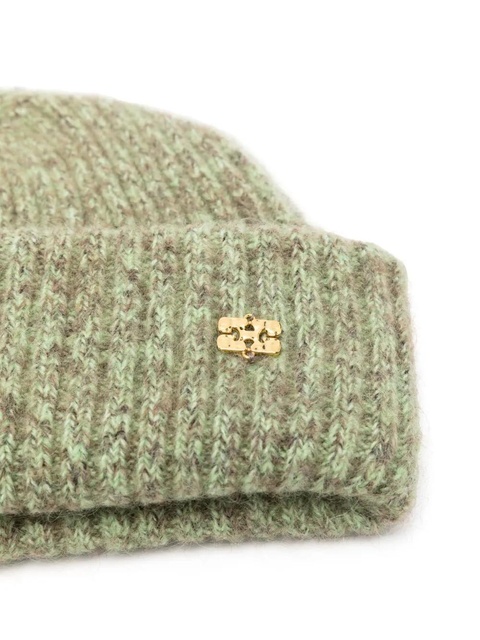 GANNI ribbed-knit beanie - Green - zdjęcie produktu nr 1