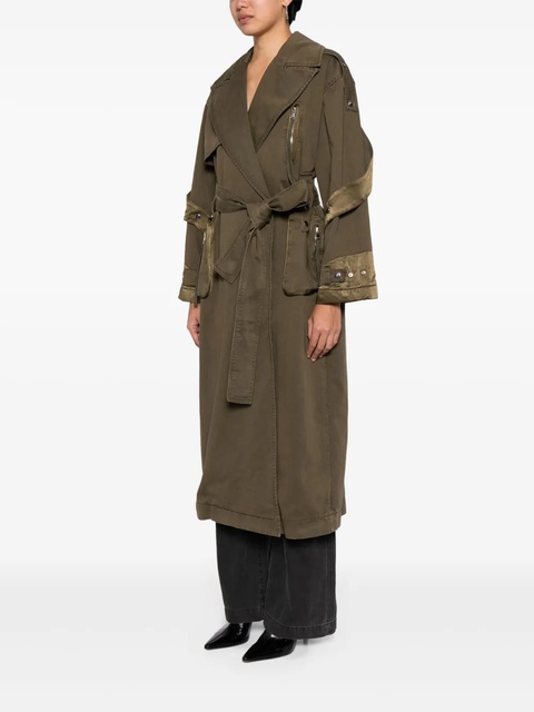 Blumarine panelled belted cotton trench coat - Green - zdjęcie produktu nr 1