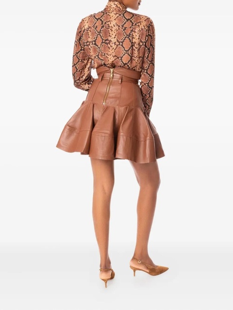 ZIMMERMANN Hypnotic leather ruffled miniskirt - Brown - zdjęcie produktu nr 2
