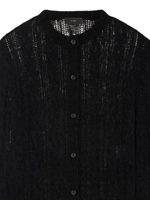Alanui button-front open-knit cardigan - Black - zdjęcie produktu nr 2