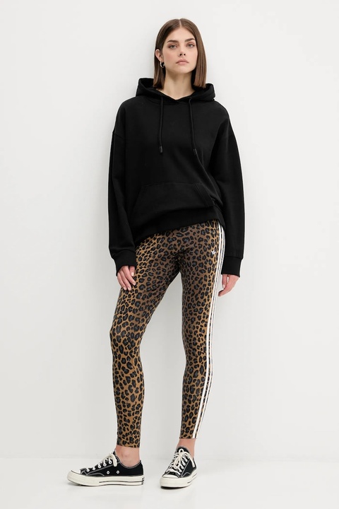 adidas Originals legginsy Legging damskie kolor brązowy wzorzyste JW7308 - zdjęcie produktu nr 2