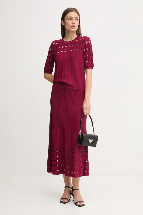 Dkny spódnica kolor bordowy midi rozkloszowana P5ERAX08 - zdjęcie produktu nr 2