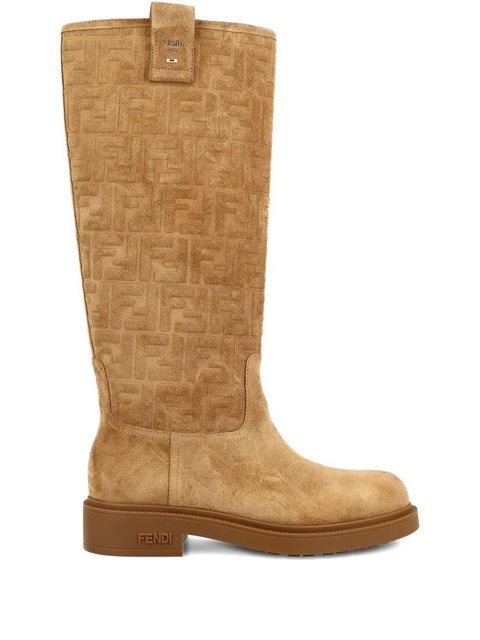 FENDI 35mm Tubular FF logo suede boots - Brown - zdjęcie produktu nr 1