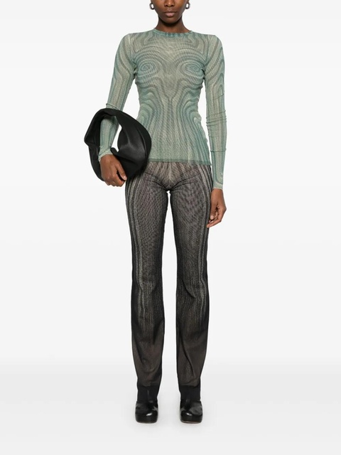 Jean Paul Gaultier spiral-print mesh top - Green - zdjęcie produktu nr 2