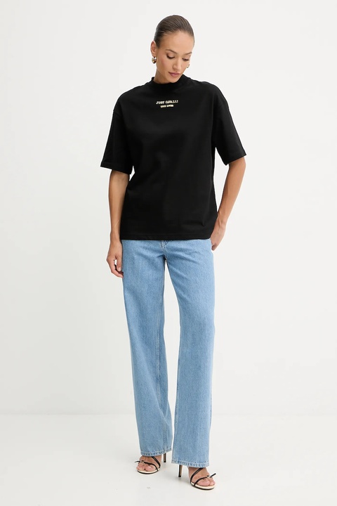 Just Cavalli t-shirt bawełniany damski kolor czarny 79PAHT01 CJ518 - zdjęcie produktu nr 2