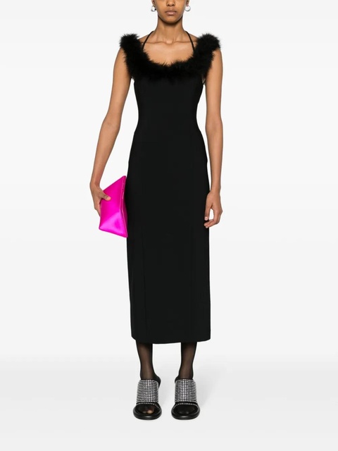 The Attico feather-trim midi dress - Black - zdjęcie produktu nr 2