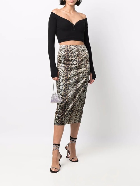 ROTATE BIRGER CHRISTENSEN Tasha animal-print pencil skirt - Neutrals - zdjęcie produktu nr 2