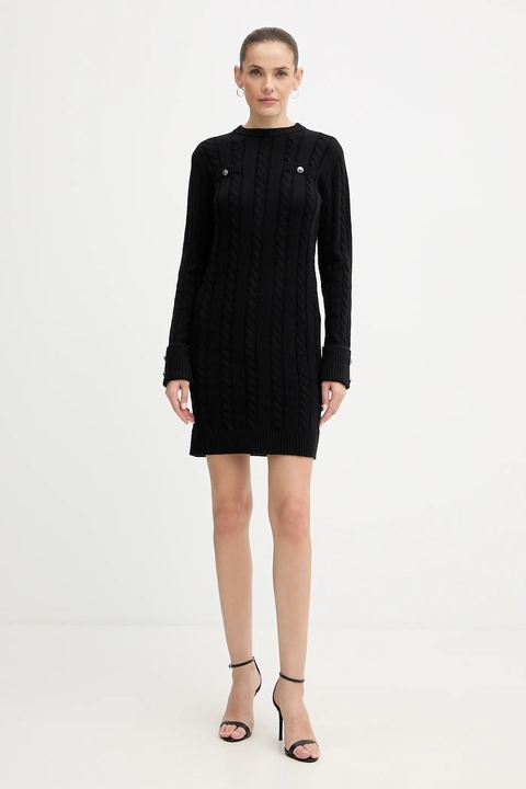 Guess sukienka z dodatkiem wełny ELSA kolor czarny mini prosta W5BK46 Z1192 - zdjęcie produktu nr 2