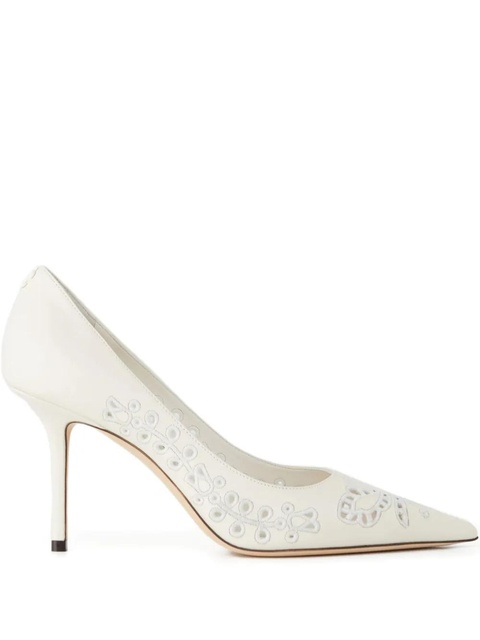 Jimmy Choo 85mm Love embroidery heeled pumps - White - zdjęcie produktu nr 1