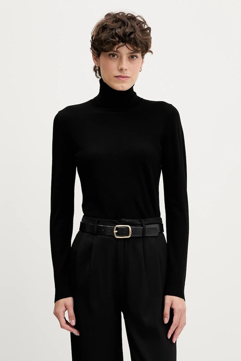 Sisley sweter damski kolor czarny lekki z golfem 17Q3M2178 - zdjęcie produktu nr 1