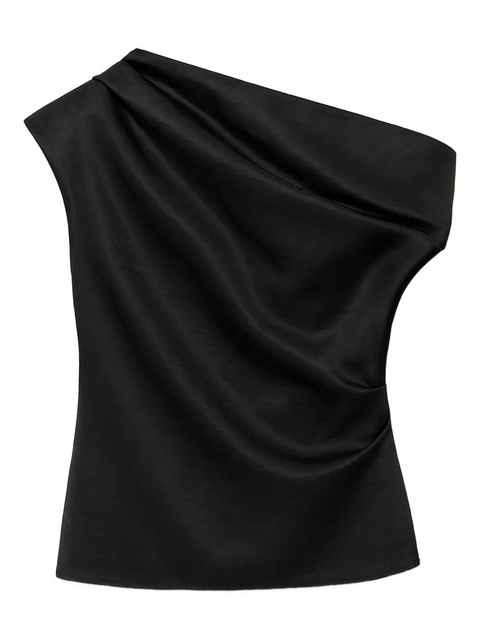 Simkhai Viva draped one-shoulder blouse - Black - zdjęcie produktu nr 1