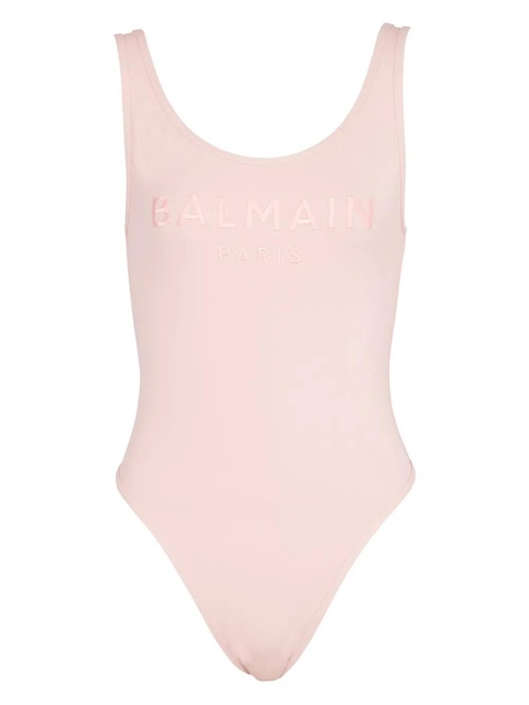 Balmain embroidered-logo one-piece swimsuit - Pink - zdjęcie produktu nr 1