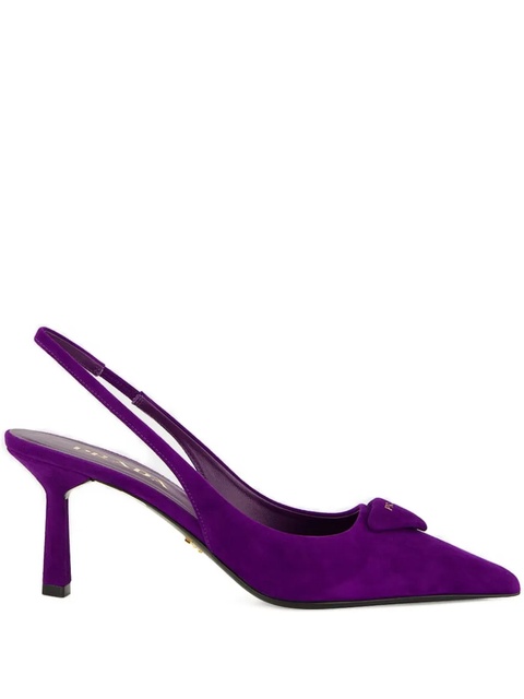 Prada 70mm triangle-logo slingback pumps - Purple - zdjęcie produktu nr 1