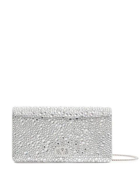 Valentino Garavani Vlogo Signature sparkling-embroidery clutch bag - Silver - zdjęcie produktu nr 1