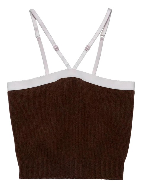 Prada satin-trimmed top - Brown - zdjęcie produktu nr 1