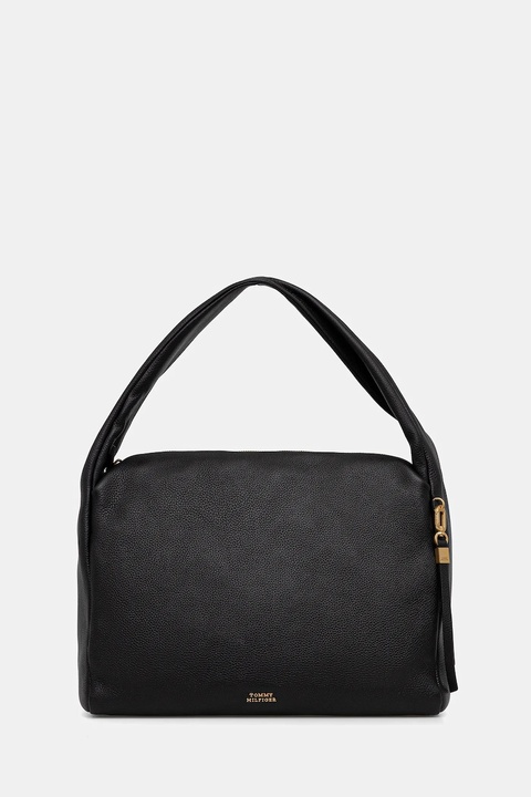 Tommy Hilfiger torebka skórzana kolor czarny AW0AW18285 - zdjęcie produktu nr 1