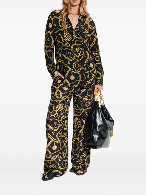 Balmain chain-print silk trousers - Black - zdjęcie produktu nr 1