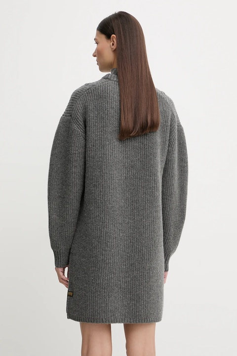 G-Star sukienka wełniana 0 kolor szary mini oversize D27217.D770 - zdjęcie produktu nr 2