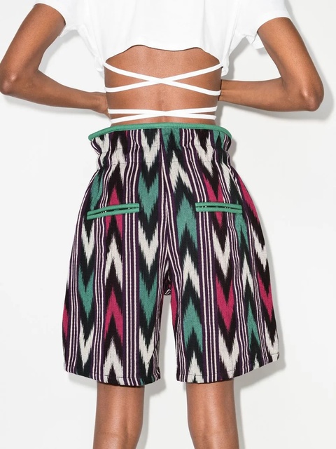 MARANT ÉTOILE zigzag-print high-waisted shorts - Neutrals - zdjęcie produktu nr 1