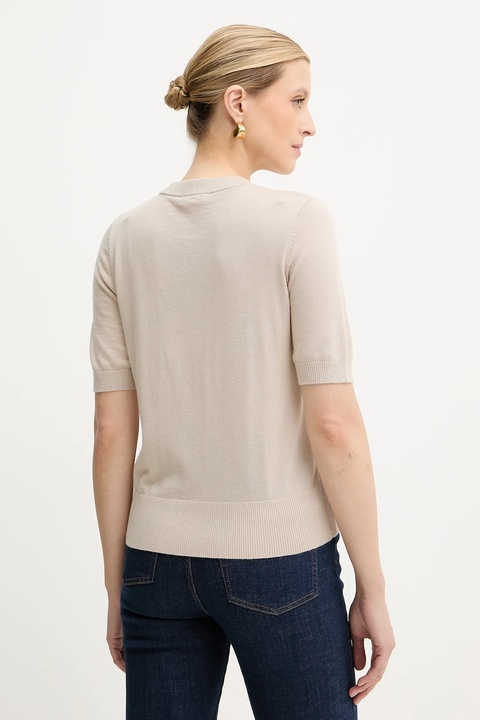 Liu Jo t-shirt z domieszką wełny damski kolor beżowy MF5377 MA16R - zdjęcie produktu nr 2