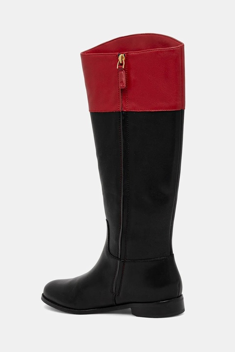 Lauren Ralph Lauren kozaki skórzane Justine II damskie kolor czarny na płaskim obcasie 802980557001 - zdjęcie produktu nr 2