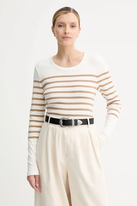 Marc O'Polo longsleeve bawełniany kolor beżowy 508207452151 - zdjęcie produktu nr 1