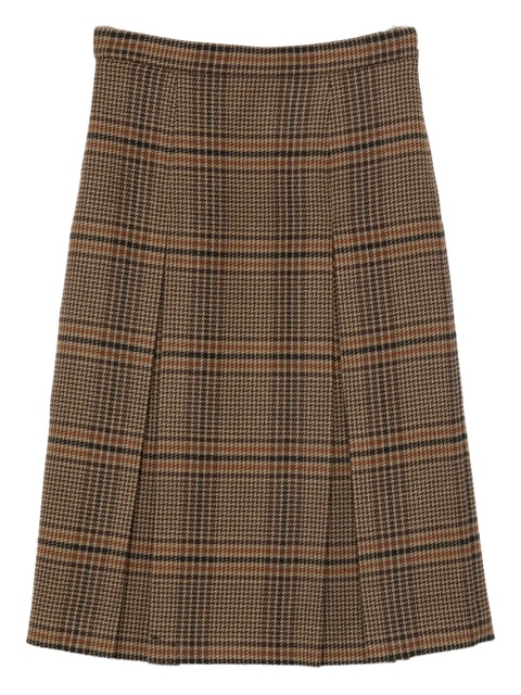 Saint Laurent pleated check midi skirt - Brown - zdjęcie produktu nr 1