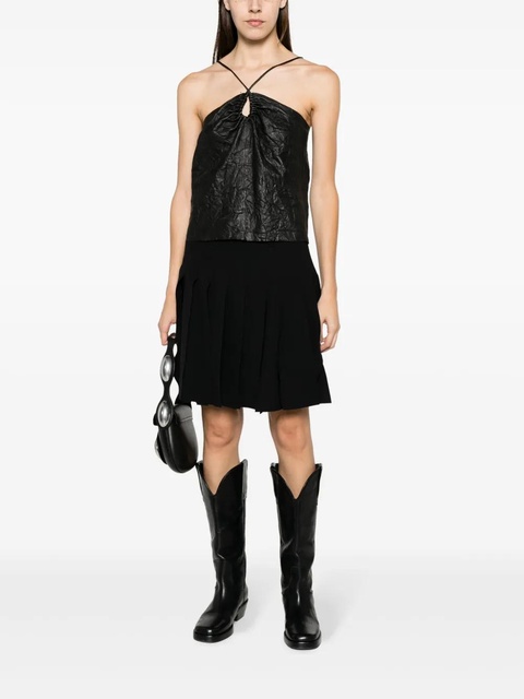 Zadig&Voltaire Cidonie crinkled leather top - Black - zdjęcie produktu nr 2