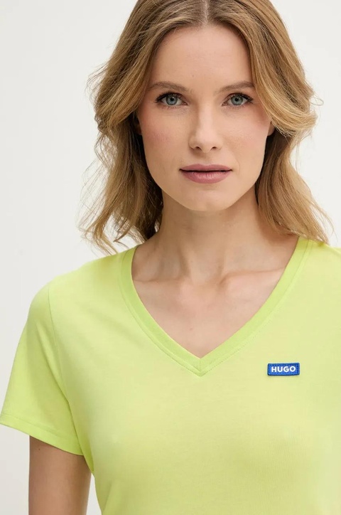 HUGO Blue t-shirt bawełniany damski kolor zielony 50513667 - zdjęcie produktu nr 2