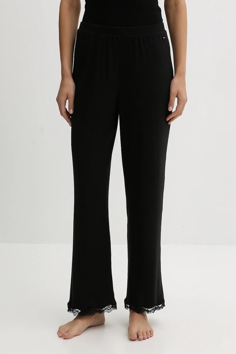 Tommy Hilfiger spodnie piżamowe damskie kolor czarny gładkie UW0UW06074 - zdjęcie produktu nr 1