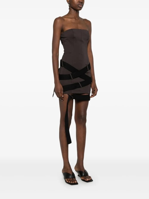 The Attico strap-detail mini dress - Brown - zdjęcie produktu nr 2