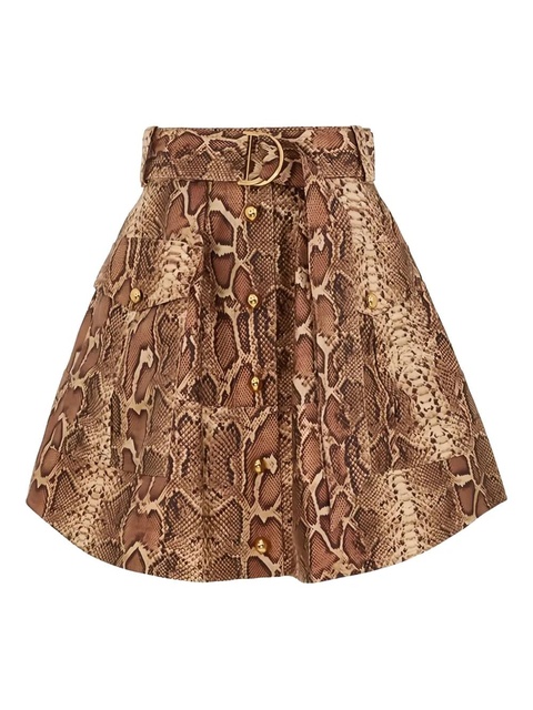 ZIMMERMANN Hypnotic snakeskin utility mini skirt - Brown - zdjęcie produktu nr 1