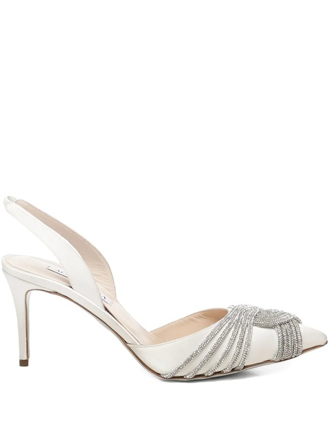 Aquazzura Gatsby Sling Satin 75MM crystal-embellished slingback pumps - White - zdjęcie produktu nr 1