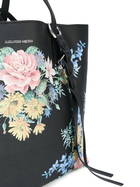 Alexander McQueen floral tote bag - Black - zdjęcie produktu nr 2