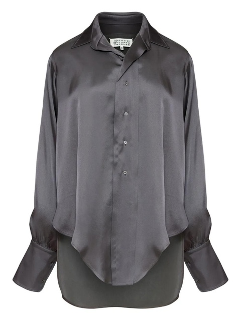 Maison Margiela long-sleeved satin shirt - Grey - zdjęcie produktu nr 1
