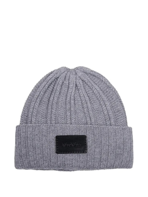 Max Mara ribbed logo-patch beanie hat - Grey - zdjęcie produktu nr 1