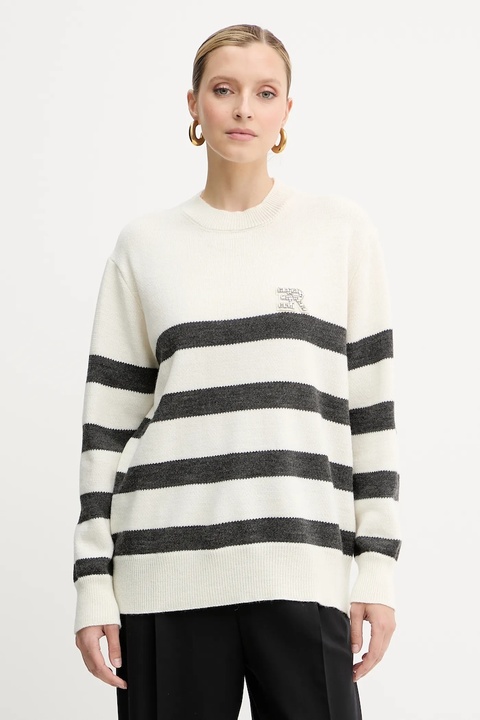 Ermanno Scervino sweter wełniany damski kolor beżowy 57TM066EA5AP - zdjęcie produktu nr 1