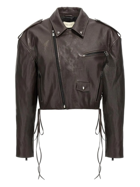 Magda Butrym 19 side-zip lace-up leather jacket - Brown - zdjęcie produktu nr 1