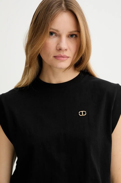 Twinset t-shirt bawełniany damski kolor czarny 251TT2043 - zdjęcie produktu nr 2