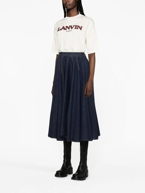 Lanvin logo-embroidered cotton-jersey T-shirt - Neutrals - zdjęcie produktu nr 2