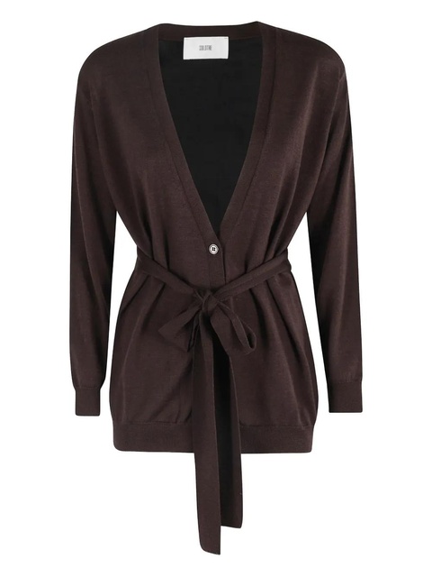SOLOTRE belted cardigan - Brown - zdjęcie produktu nr 1