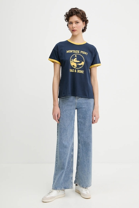 Rag & Bone t-shirt bawełniany damski kolor granatowy WCC25PT023MI24 - zdjęcie produktu nr 2