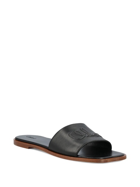 Chloé logo-embellishment flat sandals - Black - zdjęcie produktu nr 2